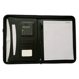 Business Portfolio with Zipper – Padfolio - Superior Business Impressions Begin with PU Vegan Leather, Smart Storage,Calculator, Writing Pad - Black