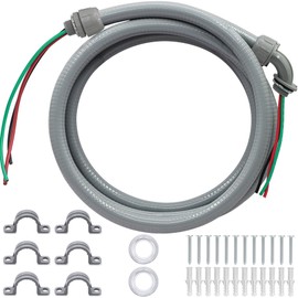 Feotech 6Ft AC Whip Kit - 1/2" Non-Metallic Liquid Tight Conduit with 10/3 Gauge Wire for Quick-Install Air Conditioner Hook-Up/Heat Pump Units