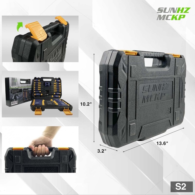 SUNHZMCKP Magnetic Screwdriver Set 66-Piece, S2- Alloy Tool Steel, Includes