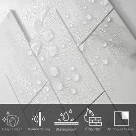 Colamo 6”×12” Swatch Peel and Stick Backsplash,Self Adhesive Faux Stone White Subway Tile for Kitchen, Glossy Carrara Brick Marble Tile Look,Stick on Accent Wall for Bathroom,Vanity,Laundry,Stove