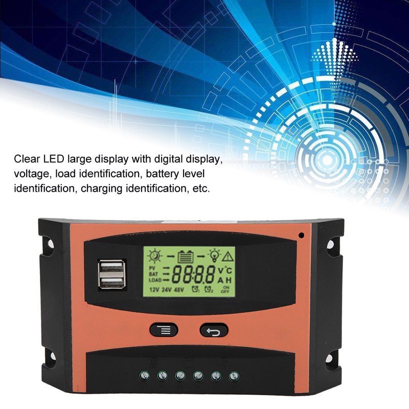 12V/24V MPPT Solar Panel Regulator LCD Screen Auto Battery Controller