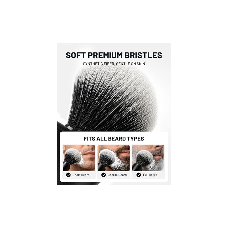 KAUGIC Shaving Brush with Bowl, Synthetic Bristles, Fast Spin-Drying, IPx6