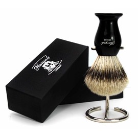 Silver tip badger hair shaving brush with shaving brush stand for men