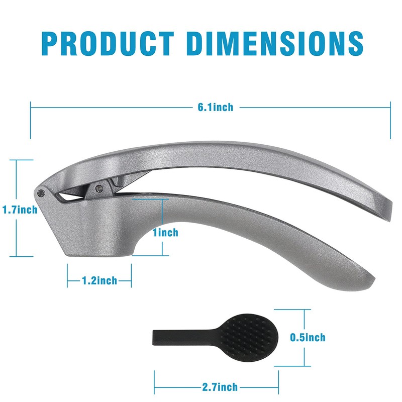 Garlic Press, Garlic Mincer Easy-squeeze Ergonomic Handle, Rust Proof, No