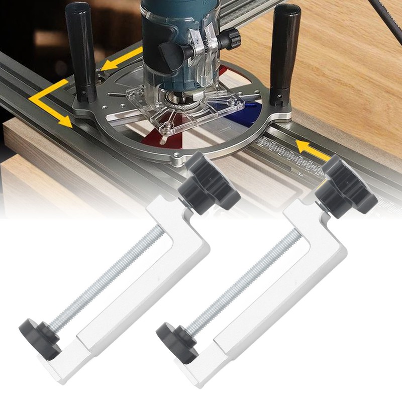 2Pcs Woodworking Fence Clamp Aluminum Alloy Multifunctional Woodworking Fence Fixing