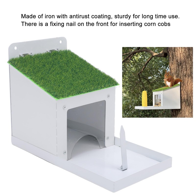 Squirrel Feeder, Solid Structure Weather Proof Metal Squirrel Feeding Box