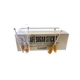 Candy Envy - Amber Café Sugar Sticks Mini Rock Candy - 100 Bulk Individually Wrapped Amber Treats - Original Sugar Flavored