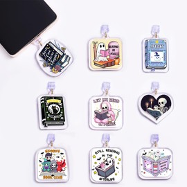 LParkin Spooky Kindle Dust Plug Charms, Anti-Dust Plugs for Kindle, Type C/USB C Port Covers, Creative Gift for Book Lovers Men Women, Set of 9