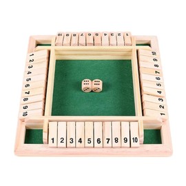 ENN LLC Shut the Box 4 Sided Natural Board Game with Dice Party (Green)