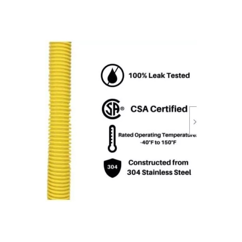 GasFlex Yellow Coated Stainless Steel GAS APPLIANCE CONNECTOR 3/4 -