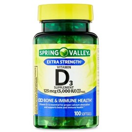 Vitamina D3 5000IU Extra Fuerte, 100 mini cápsulas Spvalley