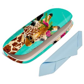 BestEioyo Eyeglasses Case, Durable Hard Shell Box Portable Protective Glasses Cover Box for Men and Women with Cleaning Cloth and Stylish Design, Giraffe