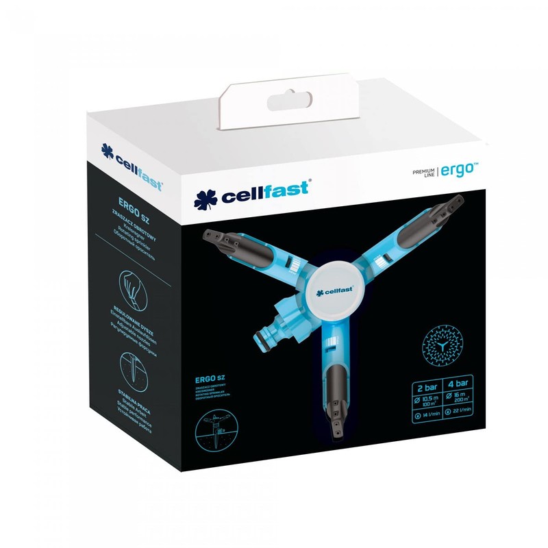 Cellfast ERGO SZ Circular Sprinkler on Triangular Base, Three Arms,