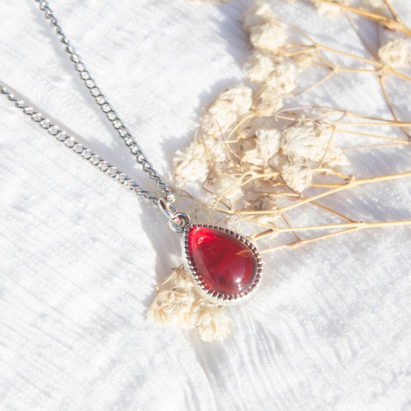 NILUXE DESIGN -Ohrringe Frau Stil Boho Silber Thailändisch Kristall Rot