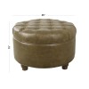 HomePop Round Traditional Faux Leather Large Storage Ottoman in Distressed