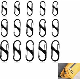 15 Pcs S Small Carabiner Keyring Clip, 3 Sizes Dual Opening Keychain Clip S Ring Locking Carabiner Double Clip Hook for Outdoor Hiking Fishing Camping Traveling