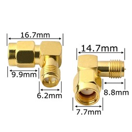Boobrie 90 Degree RP SMA Adapter Coaxial Connector RP SMA Male (Hole) to RP SMA Female (Pin) Right Angle RP-SMA to RP-SMA for Drone Aerial FPV Audio Radio Video Pack of 2