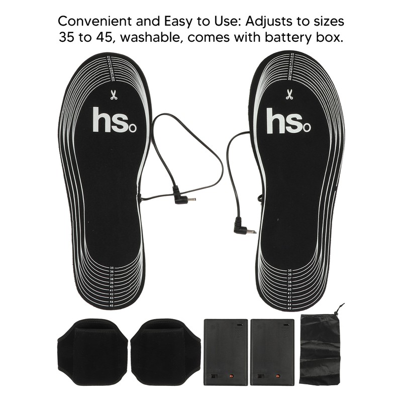1Pair Heated Insoles Electric Insoles 4.5V Battery Powered Soft Carbon