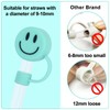 Whaline 6Pcs Smiling Face Straw Covers Mint Green Silicone Reusable