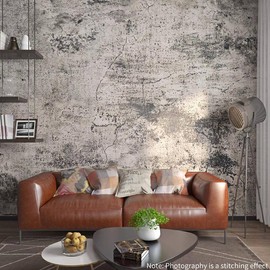 Concrete Wallpaper, 1 Count Wall Sticker, Modern Concrete Wallpaper for Bedroom, Removable Self-adhesive Interior Wall Mural, Peel & Stick Textured Tile Sticker, Home Decor:_Grey_one-size