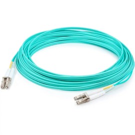 UD_AddOn 15m HP AJ837A Compatible LC (Male) to LC (Male) Aqua OM3 Duplex Fiber OFNR (Riser-Rated) Patch Cable