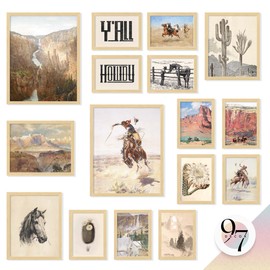 97 Decor LARGE 11x14 Boho Western Home Decor - Western Wall Decor For Bedroom, Vintage Cowboy Pictures Southwestern Wall Art, Farmhouse Desert Southwest Prints Rustic Ranch Decor For Bathroom (Unframed)