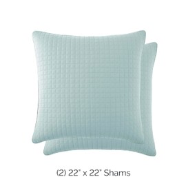Southshore Fine Living, Inc. Blue Pillow Covers 22"x 22", Set of 2 Euro Pillow Covers, Quilted Shams Fit Square Throw Pillows for Couch or Bed, Complements Quilt Bedding Set, Sky Blue