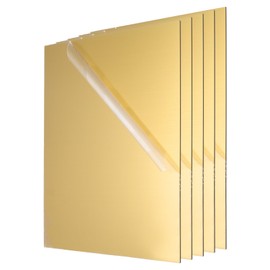 PATIKIL Plastic Sheets, 5Pack 11.73x11.73 Inch ABS Sheet Colorful Board Panel for Sign, DIY, Painting, Art Craft, Brushed Gold/Black