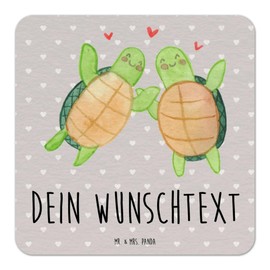 Mr. & Mrs. Panda Personalisierter Bierdeckel Schildkröten Paar 100er Set - Personalisierte Geschenke, Ehemann, Ehefrau, Bierdeckel mit Namen,