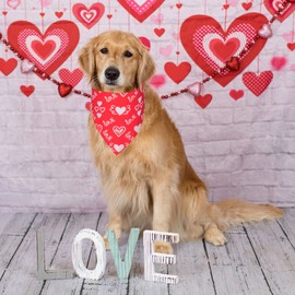 ADOGGYGO Valentine's Day Dog Bandana, Multiple Sizes Offered, Triangle Dog Scarf Valentine Day Bandana for Medium Large Dogs (Large, Valentine's Day)