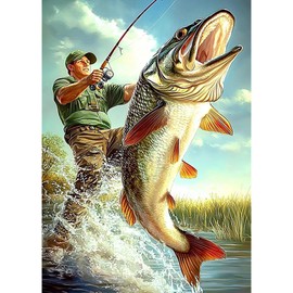 AIRDEA Diamond Art Painting Kits,5D Fishing Diamond Art Kits,Man Fishing Diamond Dots for Adults,Peinture Diamant Kits for Adults,30x40 cm Diamond Painting Art Craft for Beginner