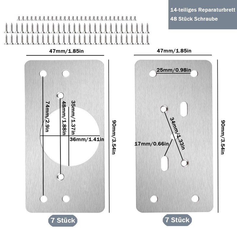 Avtytsda 14 Pcs Hinges Repair Plate, Stainless Steel Hinges Repair