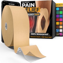 Kinesiology Tape-Incredible Support for Athletic Sports and Recovery + Free Taping Guide-Uncut 2 inch 100 feet Roll (Desert Beige + Free Taping Guide, Pack of 1)