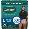Depend Fresh Protection Adult Incontinence Underwear for Men, Disposable, Maximum,
