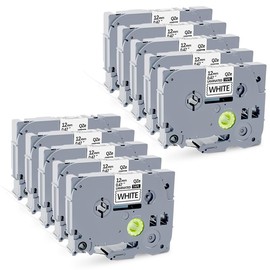 TZE-231 Compatible Label Tape Replacement for Brother TZe-231 TZ-231 Laminated P-Touch Label Maker Tape, Black on White, for PT-D200 PT-D210 PTH100 PT-D400, 0.47" x 26.2'(12mm x 8m) (10)