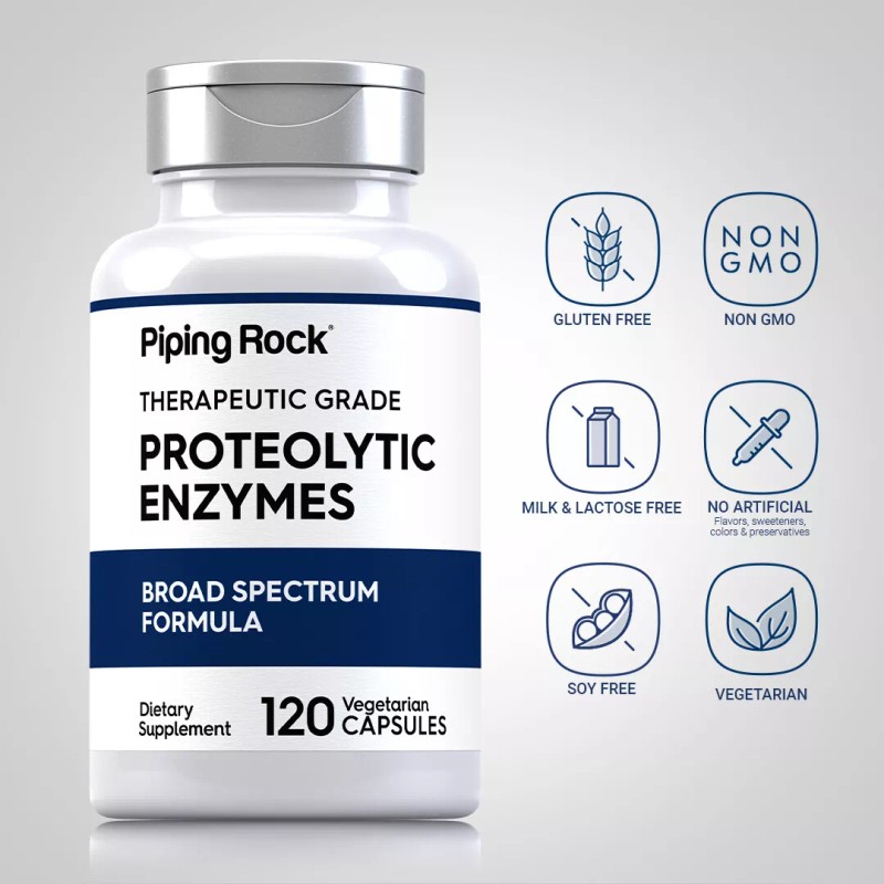 Piping Rock Proteolytic Enzymes | 120 Capsules | Non-GMO, Gluten