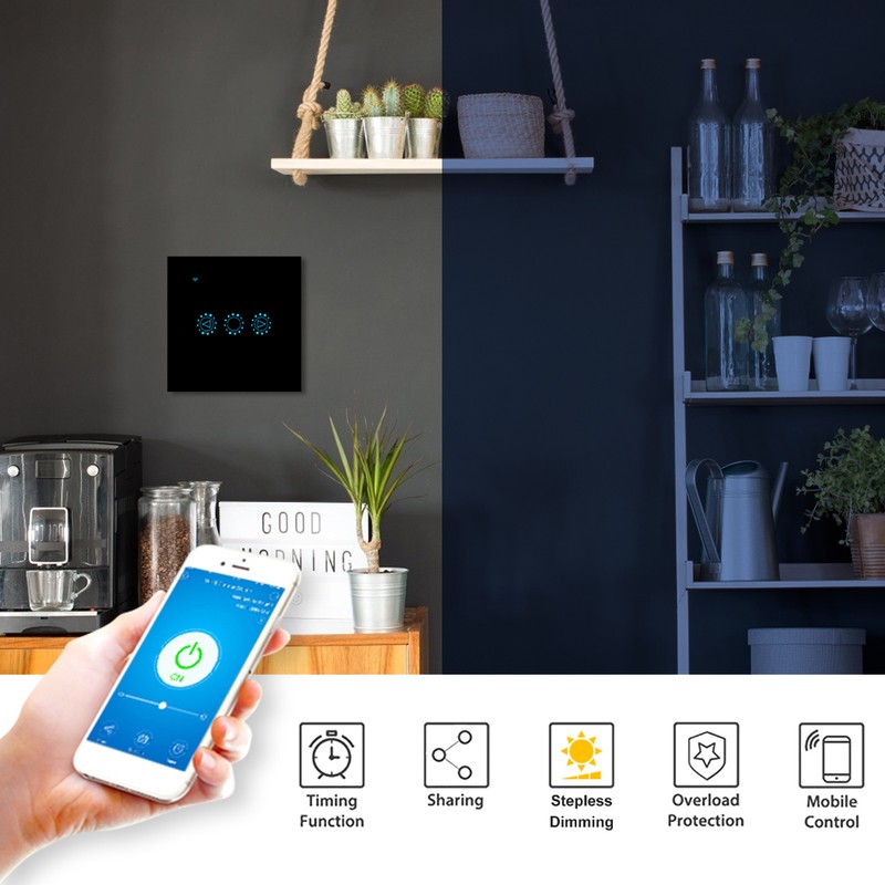 LED Intelligent Touch Timing Switch Wifi Dimming Remote Control Smart