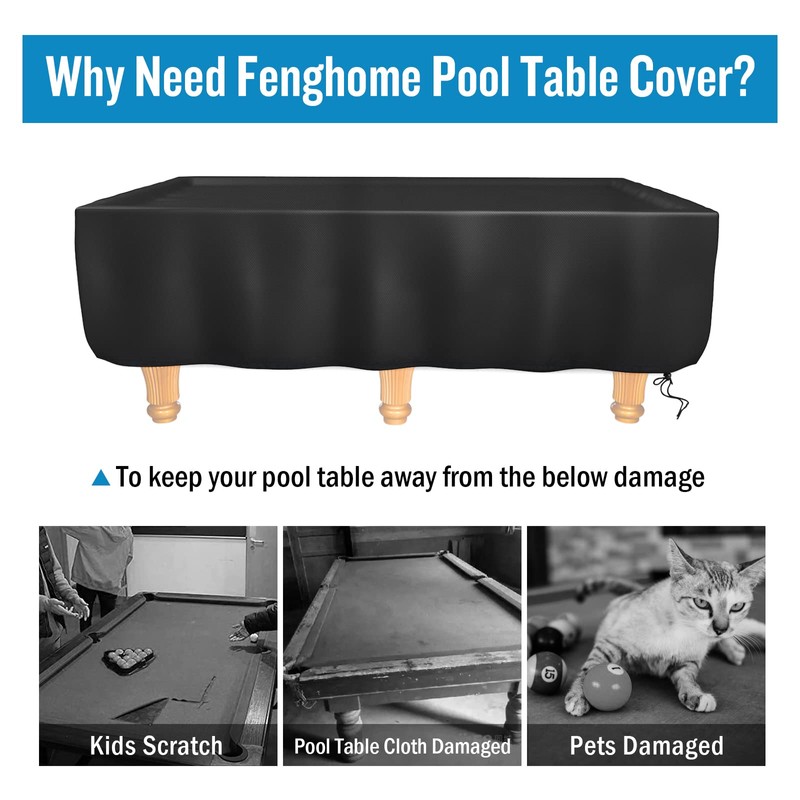 Fenghome Pool Table Cover, 7/8 ft Waterproof Billiard Table Cover