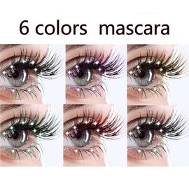 Baorder 6PCS Glitter Mascara Green Gold Pink Colored for Eyelashes,Voluminous Lengthening Long Lasting Waterproof Diamond Sparkle Mascara,Party Wedding Music Festival Eyes Makeup
