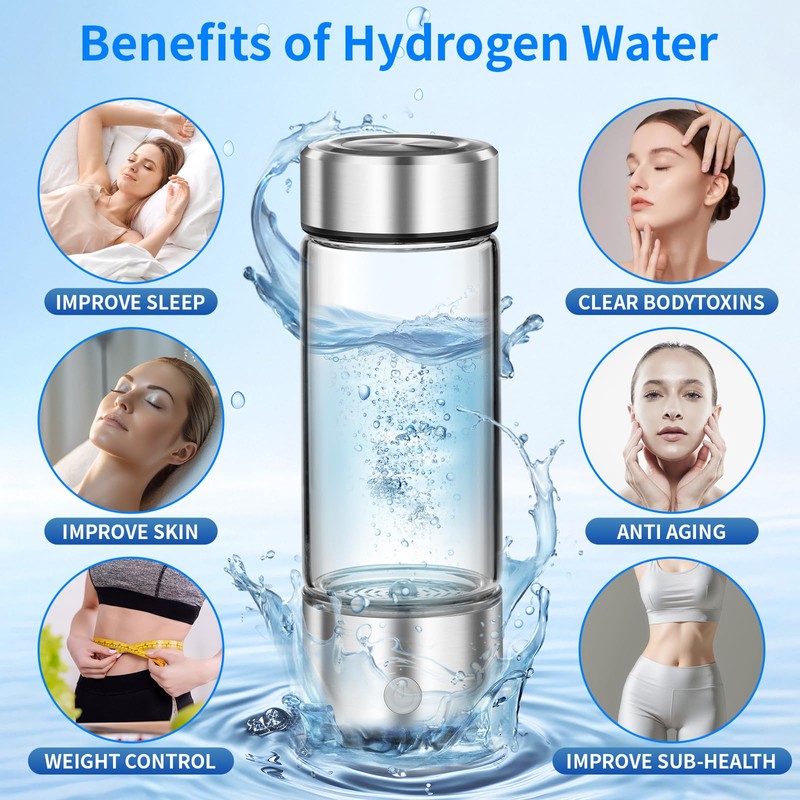 PQETBV Hydrogen Water Bottle, 420 ml, Portable Hydrogen Water Bottle
