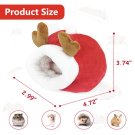 WishLotus Hamster Bed, Mini Soft and Warm Hamster House Cute Non-Slip Hamster Sleeping nest Small Animals Bedding House for Dwarf Hamsters, Mini Hedgehogs and Small Pets (red)