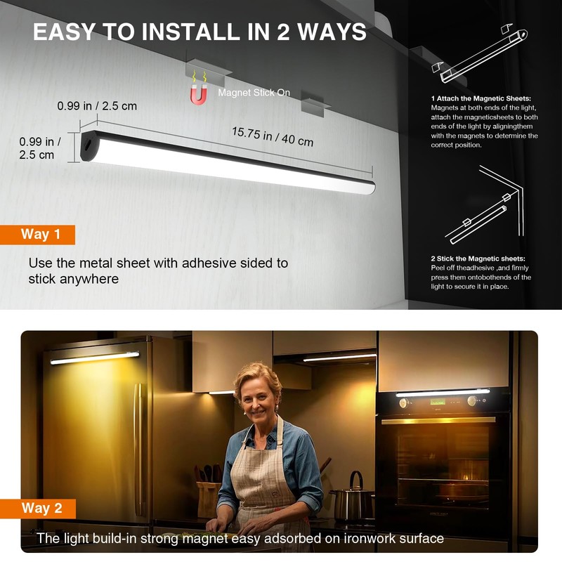 Under Cabinet Lighting Wireless with Remote,Rechargeable Battery Operated Closet Lights,3