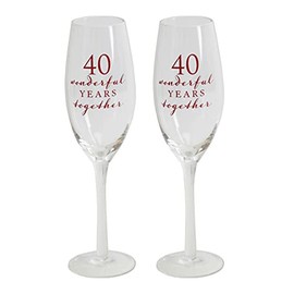 Happy 40th Ruby Anniversary Pair Of Champagne Glasses