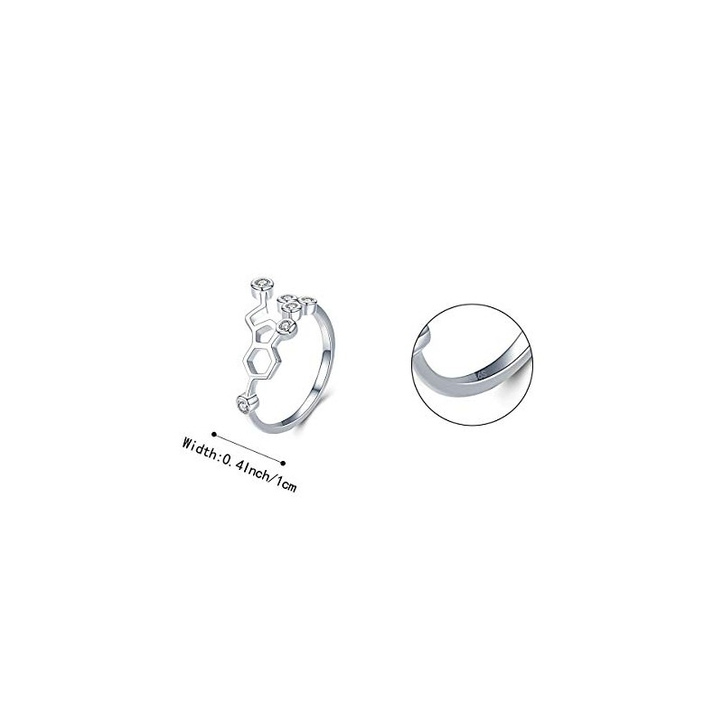 Clearine 925 Sterling Silver Statement Ring for Women Crystal Happy