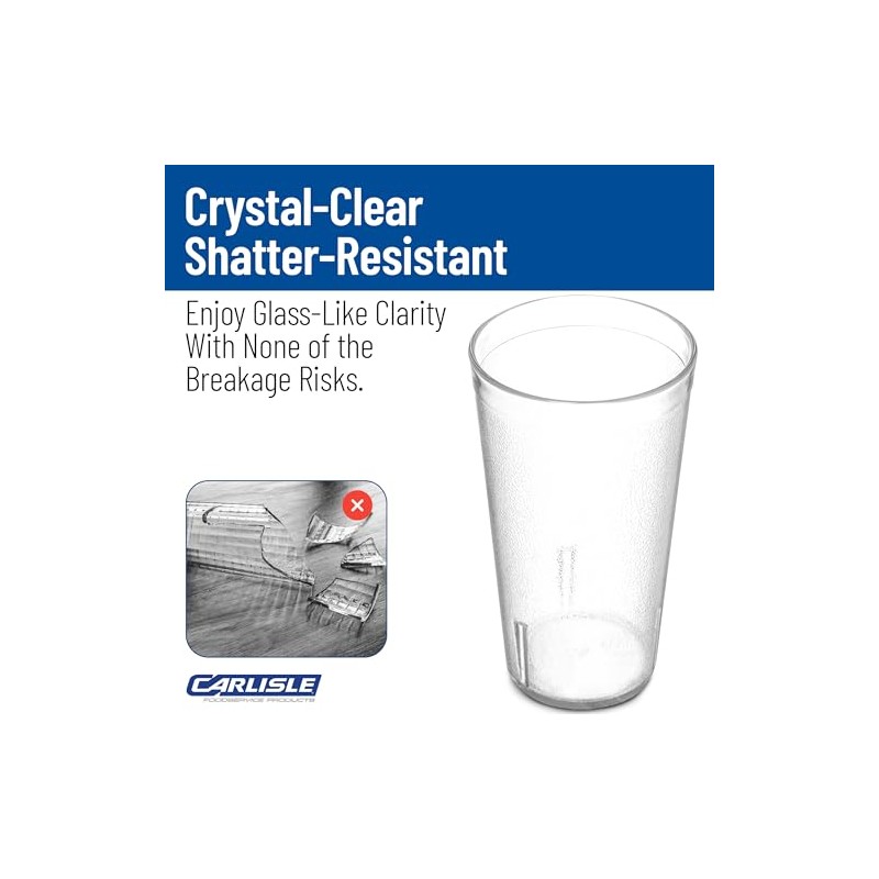 Carlisle 522007 Stackable Shatter-Resistant Plastic Tumbler, 20 oz., Clear (Pack