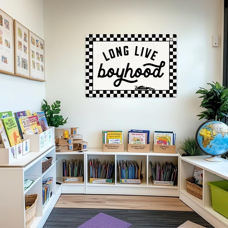 Long Live Boyhood Banner Boy Room Decor, Banner Flag 28.5x20