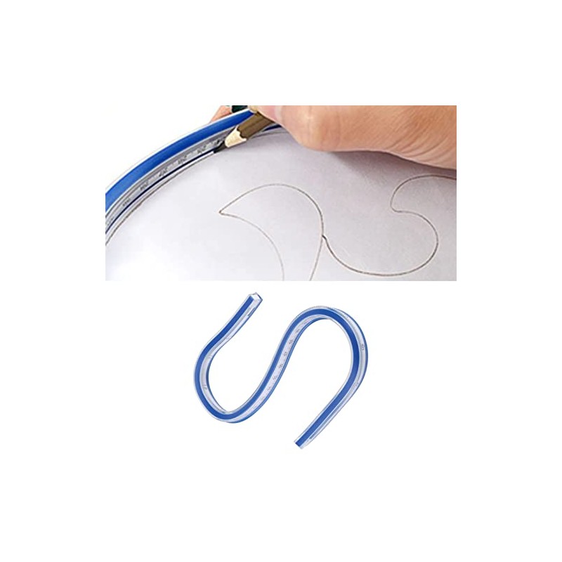 Regla Flexible Curvas Dibujo 30 cm Vinilo Plástico Azul Artesanía