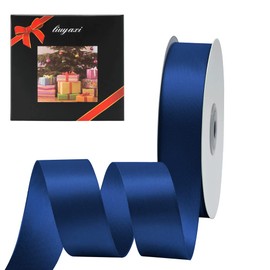 Solid Color Double Faced Navy Blue Satin Ribbon 1" X 25 Yards, Ribbons Perfect for Crafts, Wedding Decor, Bow Making, Sewing, Gift Package Wrapping and More