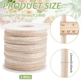 BENECREAT 10 Yards PapayaWhip Velvet Piping Bias Tape, 3/8 Inch Wide Welt Cord Piping Trim Fabric Edge with Velvet Lip Cord Trim for Sewing Clothing Upholstery Trimming