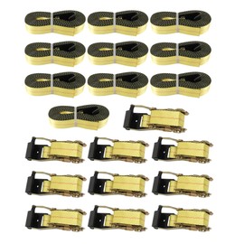waltyotur 10 Pcs 2 x 30 Ratchet Strap with Flat Hook Yellow Ratchet Strap 10000 Lb Breaking Strength Ratchet Strap for Flatbed Truck Trailer Pickup